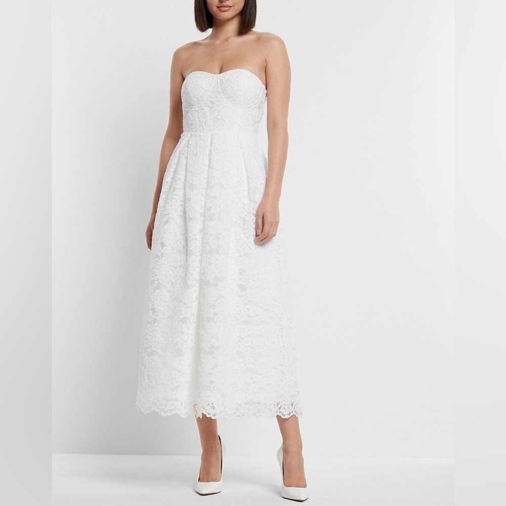 Express White Strapless Gown